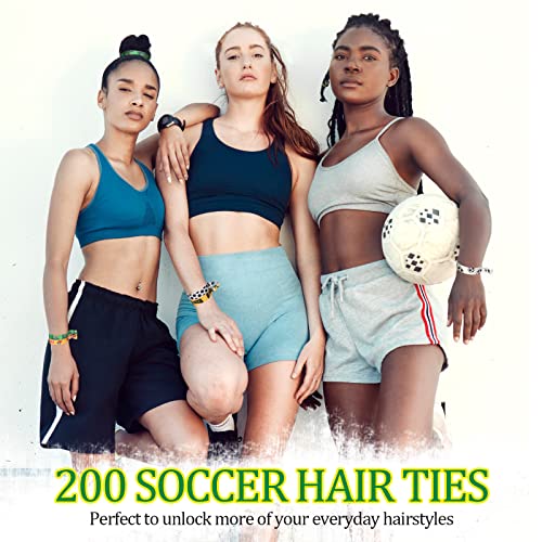 200 יחידות כדורגל שיער קשרי כדורגל שיער אביזרי לא קמט כדורגל סרט חמוד כדורגל שיער גומיות לא מתכת גומייה
