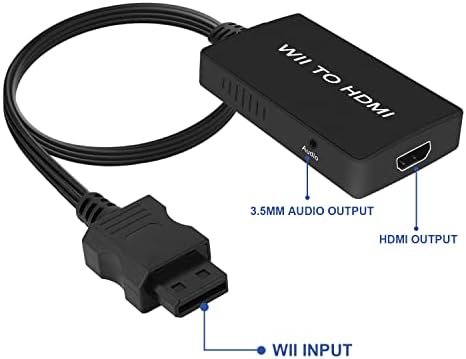 ממיר Wii to HDMI, Wii to HDMI מתאם 1080p 720p פלט וידאו ושמע עם שמע ג'ק 3.5 ממ, תומך בכל תצוגת Wii
