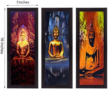 סט של 3 מדיטציה בודהה סאטן מאט מרקם אמנות ציור