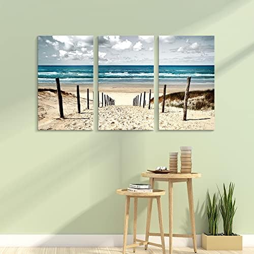 חוף תמונה בד קיר אמנות כמו 3 חתיכות גדול אוקיינוס ים יצירות אמנות חוף ים חוף ים נתיב ציור הדפסת על חוף ים סצנה לסלון
