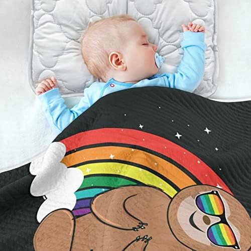 Cataku Sloth Sloth Rainbow שמיכה לתינוקות לבנים בנות כותנה מיטת שמיכה של כותנה זורקים שמיכת תינוק רכה וחמה
