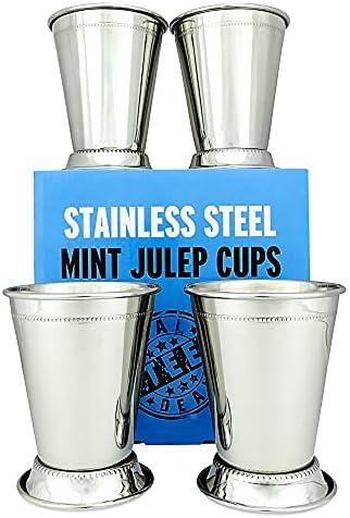 כוסות ג ' ולפ מנטה: כוסות נירוסטה, סט של 4, כוסות קוקטייל מתכת 12 עוז, ציוד למסיבות