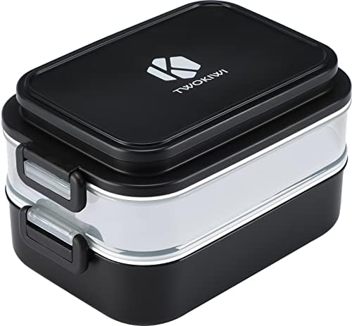 קופסת ארוחת צהריים למבוגרים של Twokiwi Bento Box - מכולות צהריים למבוגרים - 7 קופסת ארוחת צהריים בנטו עם 3 תאים ומזלג, מיקרוגל,