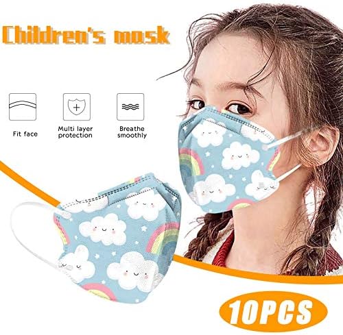 מסכת פנים חד פעמית של ג ' מטרי 10 יחידות לילדים, מסכות הדפסה חמודות כיסוי פנים מסכה נוחה לנשימה לילד בן 2-10 שנים