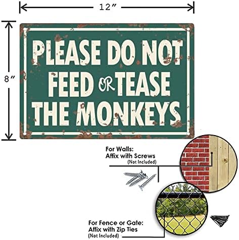 ארמווי בבקשה אל תאכיל את השלט של שלט הקופים שלט פח מתכת, אנא אל תאכיל פוסטר לחוות פארק יער בחוץ עיצוב קיר שלט מתכת