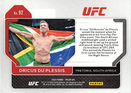 2022 PANINI PRIZM UFC 92 DRICUS DU PLESSIS כרטיס טירון