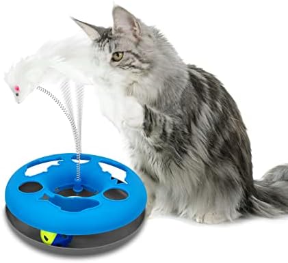 אנדיקר אינטראקטיבי חתול צעצוע, עכבר מעגל מסלול עם 1 נע כדור חתול פטיפון ועכבר צעצוע, רוחני ספורט פטיפון,