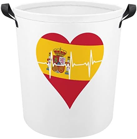 אהבת ספרד פעימות לב גדול כביסה סל סל תיק כביסה עם ידיות עבור מכללת במעונות נייד
