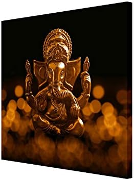 999store Golden Ganesha Backgrou & Black Color & Bubble Bubble Art Art Cainvas ציור FLP2424015