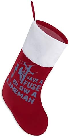 Lineman חסוך נתיך - לפוצץ גרב גרבי חג המולד גרביים תלייה מדפיסים קישוטי אח עץ חג המולד