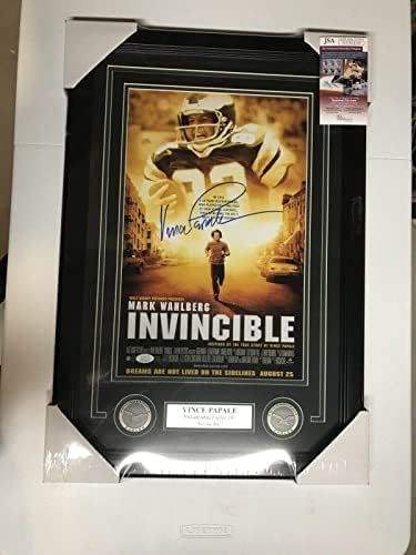 וינס פאפלה חתימה חתומים נשרים בלתי מנוצחים 11x16 פוסטר סרט ממוסגר JSA - תמונות NFL עם חתימה