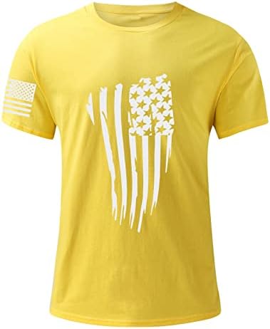 חולצות טריקו לקיץ לגברים דגל אמריקאי שרוול קצר אימון כושר אימון