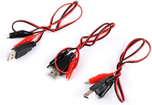 קליפ תנין UNIMORE ל- USB מתאם חוט תיל זכר כבל בדיקת קליפ תיל שחור אדום, 50 סמ/ 19.67 אינץ ', חבילה של 3