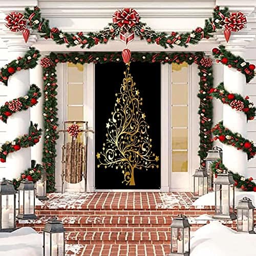 קישוט כיסוי לחג המולד רקע יצירתי רקע יצירתי דלת כניסה לקישוט חג המולד קנדי ​​קני קנב עם אורות