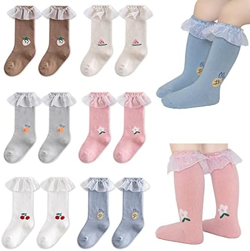 גרבי תינוקות של אקסגאווה גרבי כותנה פעוטות כותנה גרביים גבוהות בברך ילדים נעימים בצבע מוצק חמים גרביים ארוכים עבור 0-5T