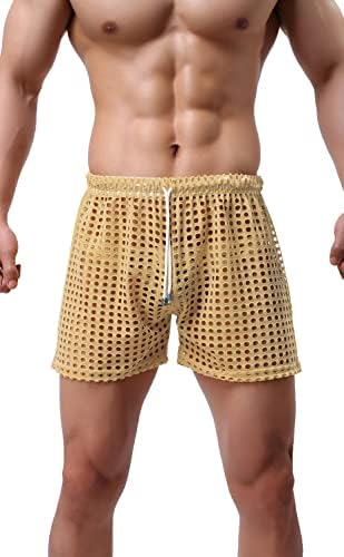 מכנסיים קצרים רשת של גברים טרקלין סקסי הולו בוקסר תחתונים