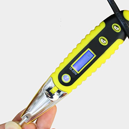 החלפת עט דיגיטלי עט דיגיטלי בודק עט חשמל מעשי נייד בודק מתח 12-250 וולט עם סוללה מובנית-צהוב.