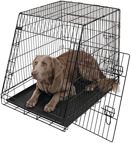Kerbls מלוכסן כלוב כלב קדמי מתקפל 2 דלתות, 76 x 54 x 64 סמ, שחור