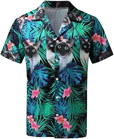 קיץ חולצות לגברים גברים של אביב קיץ למעלה הוואי מודפס סידור יומי צווארון למעלה מזדמן רופף דרקון חולצה גברים