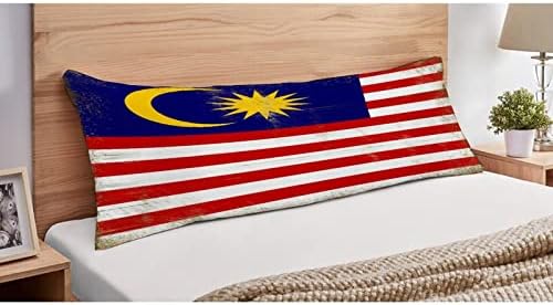 מארז כרית גוף מלזיה לנשים בהריון כריות גוף וינטג 'לצד ישן דגל לאומי דגל ארוך כרית מיטה עם יצירות אמנות רוכסן כרית כותנה