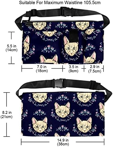 חתולים חתולים חמודים רקע סקיצה טקסטור רקע חתול דפוס חתול. חבילת פאני לנשים וגברים, שקיות המותניים, שקית המותניים ריצה, כיס