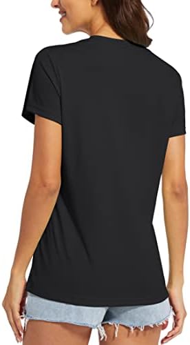 חולצות צווארון V Magcomsen נשים שרוול קצר UPF 50+ חולצות טריקו הגנה מפני אימון יבש מהיר לחדר כושר יוגה