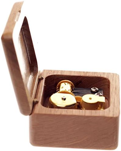 קופסת מוזיקת ​​עץ מפותלת עם תנועת ציפוי זהב, זמן עבורנו מרומיאו ויוליה, עץ