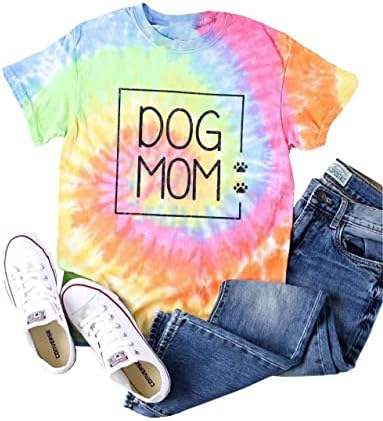 כלב אמא חולצות לנשים כלב מצחיק כפה גרפית הדפסה גרפית שרוול קצר או חולצת אמא בצוואר
