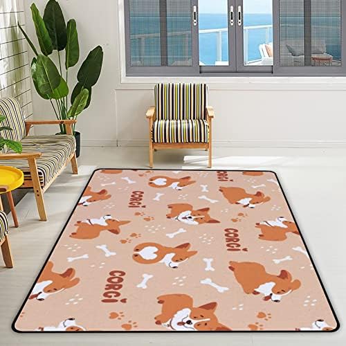 שטיח שטיח רך של צינגצה שטיחים באזור גדול, גורי קורגי וולשים שמחים נוחים שטיח מקורה, מחצלת משחק לתינוקות לחדר שינה חדר