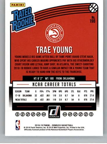 2018-19 Donruss 198 TRAE Young Depatie Roukie RC טירון אטלנטה הוקס NBA כרטיס מסחר בכדורסל