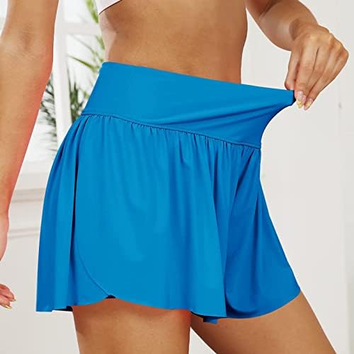 Seeintheson נשים קיץ קיץ מכנסיים קצרים מגרש נשים 2 ב 1 מכנסי ריצה זורמים קצרים אימון אתלטי מזדמן מכנסיים קצרים