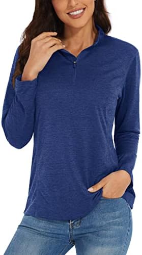 Kefitevd's UPF 50+ חולצות גולף שרוול ארוך 1/4 Zip UV הגנה מפני SPF חולצה מהירה של צמרות קיץ יבש לריצה לטיולים