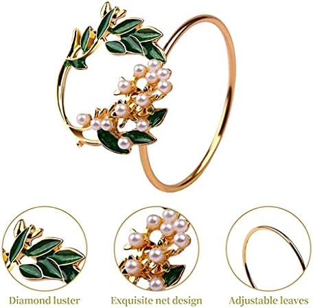 WODMB מפית טבעת טבעות מפיות פרחי זהב סט של 6 מחזיק מפית מתכת לחתונה לקישוט שולחן ארוחת ערב לחתונה