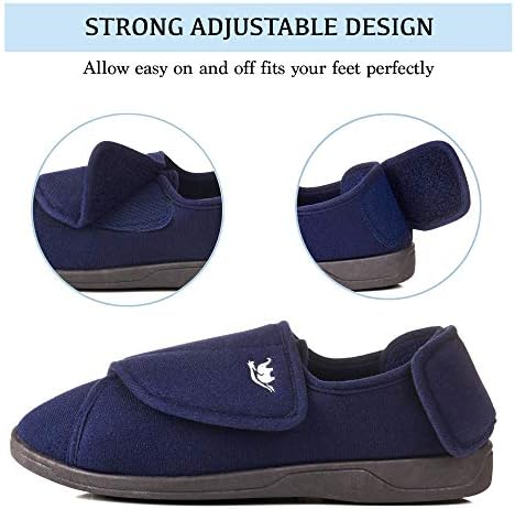 נעלי סוכרת של קצף 80-D של גברים עם סגירות מתכווננות, רוחב רחב במיוחד נוח קטיפה חמה דלקת מפרקים דלקת מפרקים בנעלי בית סוכרת