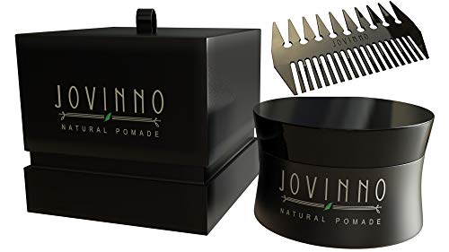 סט מתנות תסרוקות Jovinno סט מתנות Jovinno Premium Natural Pomade 5oz + שיער מתכת יוקרה ומסרק זקן בתוך קופסת מתנה