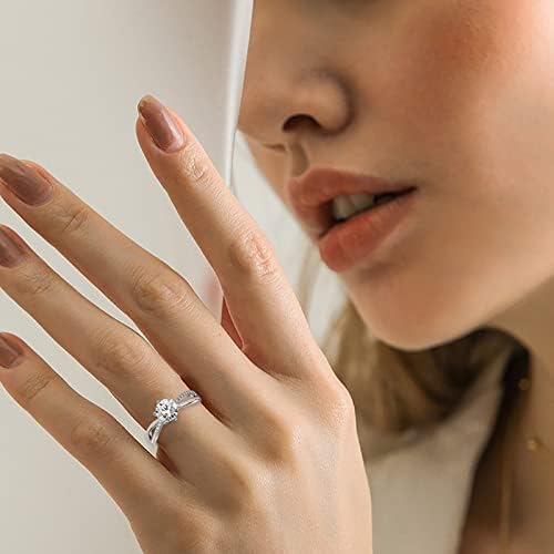 2023 חדש תכשיטים טבעת עגול לבבות חצים לחתוך יהלומי כסף טבעת טבעת שש יהלומי טבעת נשים של אירוסין הלבשת גודל 8 טבעת