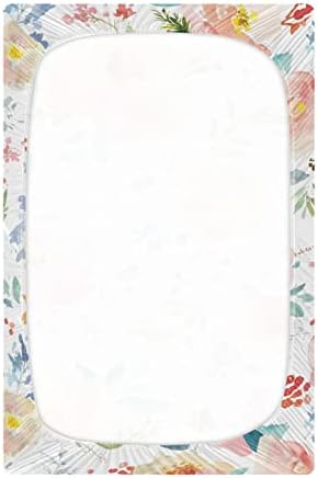 גיליונות עריסה רומנטיים פרחים ורודים ורוד פינק מצויד לבנים לבנים פעוטות תינוקות, מיני מידה 39 x 27 אינץ '