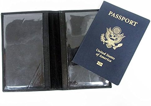 כיסוי דרכון אמריקאי עור שחור מארגן מובלט מחזיק כרטיס ארנק נסיעות