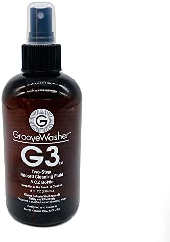 GrooveWasher G3 נוזל ניקוי שיא דו-שלבי, 8 FL Oz-ניקוי עמוק פתרון רשומות ויניל, אנטי סטטי, עובד עם מכונות ניקוי שיא, מנוסח