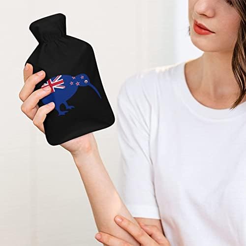 דגל ניו זילנד שקית מים חמים קיווי עם כיסוי בקבוקי הזרקת גומי חמים לכאבי מחזור מיטה התכווצויות 1 ליטר