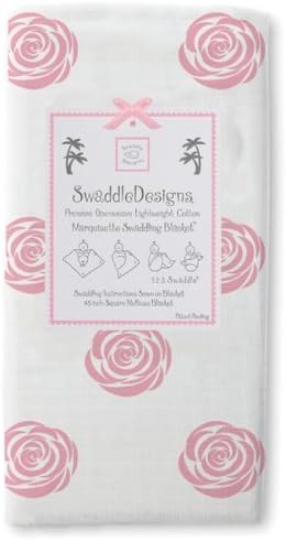 SwaddleDesigns שמיכת Swaddle Marquisette - Rose או Fleur de Lis