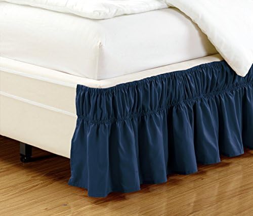 עטוף סביב חצאית מיטה מוצקה אלסטית בגודל בגודל 16 אינץ 'בסנטימטרים בגודל 16 אינץ' מתאים לכל המלכה, קינג וקל