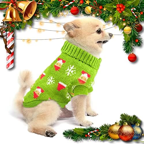 סוודר כלבים Cnarery, סוודר חג מולד עם כלב חם עם חור רצועה, מעיל חורף לכלב, בגדי מזג אוויר קר לחתולי כלבים קטנים
