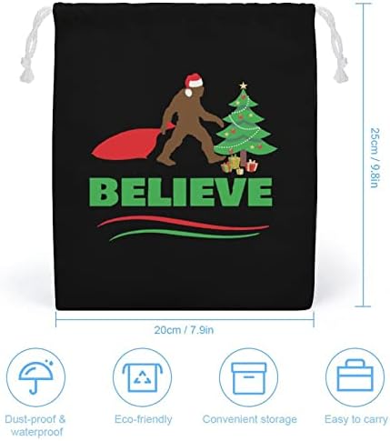 חג המולד Bigfoot Sasquatch Canvas תיק אחסון לתיק חוט חוט חוט לשימוש שקית שקית שקית שקית מכולת לטיול ביתי
