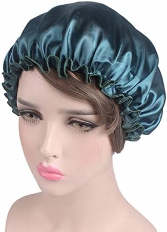 מצנפת סאטן סאטן נשים, מצנפת שיער מצנפת משי לשינה, כובע שיער כובע לילה סאטן אלסטי לכיסוי ראש משי אמבטיה לשיער מתולתל