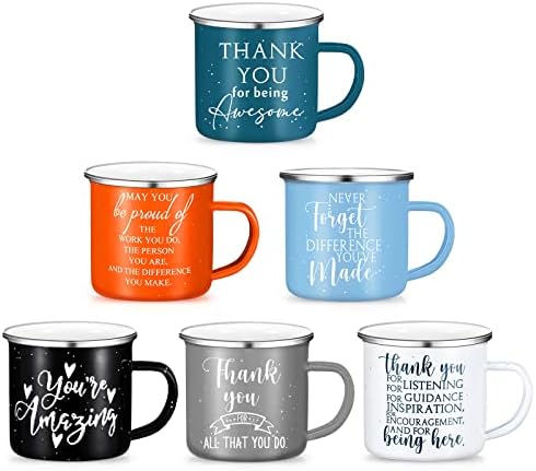 6 יחידות תודה לך מתנות 12 עוז אמייל ספל עם עם ידית קפה ספלי לנשים השראה הערכת עובדים מתנה לגברים מורה עמיתים