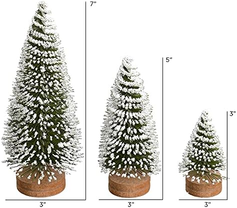 Vickerman 3 -5 -7 אורן סגלגל ירוק חלבית עץ חג המולד מלאכותי, סט של 3 עצים. - סט עץ חג המולד פו - תפאורה ביתית מקורה עונתית