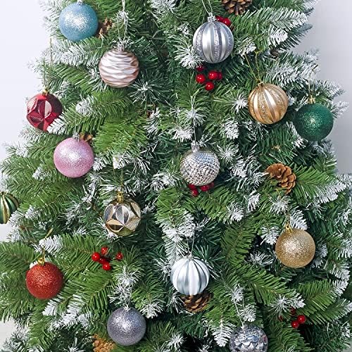Skoye 60 ממ/2.36 קישוטי כדור חג המולד לקישוטים של כריסטאם, 12 יח 'עץ חג המולד קישוטי עץ מתנפצים עם לולאה תלויה לקישוט