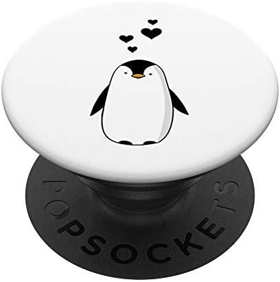 פינגווין חמוד עם לבבות - אני אוהב פינגווינים קופצים פופגריפ: אחיזה ניתנת להחלפה לטלפונים וטבליות
