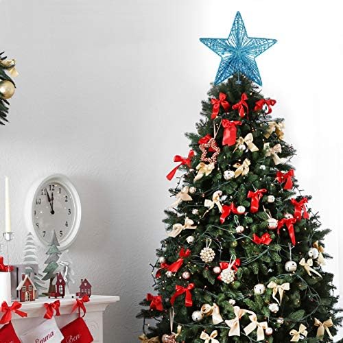 עיצוב חיצוני עץ חג המולד כוכב טופר עץ אמנות ברזל- עץ עץ עץ עץ עץ חג המולד ציוד קישוט ביתי כחול 25 סמ תכשיט כוכב